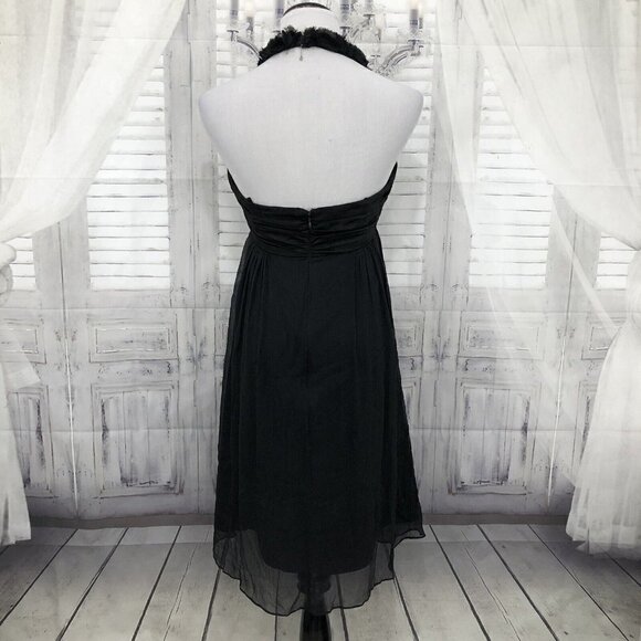 Max and Cleo Size 10 Little Black Dress V Neck Halter Cocktail Formal Open Back - Picture 3 of 10